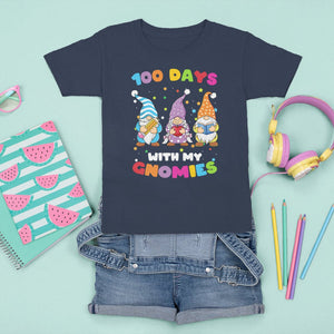 100th Day Of School T Shirt For Kid 100 Days With My Gnomies Smarter TS09 Navy Printyourwear