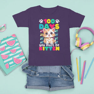 100th Day Of School T Shirt For Kid 100 Days You Must Be Kitten Cute Cat TS09 Purple Printyourwear