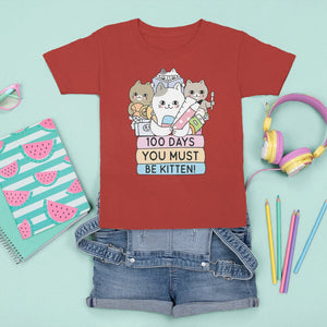 100th Day Of School T Shirt For Kid 100 Days You Must Be Kitten Cute Cat TS09 Red Printyourwear