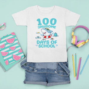 100th Day Of School T Shirt For Kid 100 Jawsome Days Funny Shark TS09 White Printyourwear