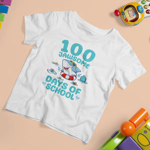 100th Day Of School T Shirt For Kid 100 Jawsome Days Funny Shark TS09 White Printyourwear