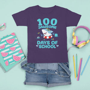 100th Day Of School T Shirt For Kid 100 Jawsome Days Funny Shark TS09 Purple Printyourwear