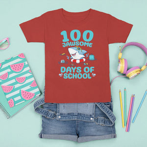 100th Day Of School T Shirt For Kid 100 Jawsome Days Funny Shark TS09 Red Printyourwear