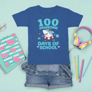 100th Day Of School T Shirt For Kid 100 Jawsome Days Funny Shark TS09 Royal Blue Printyourwear