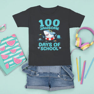 100th Day Of School T Shirt For Kid 100 Jawsome Days Funny Shark TS09 Black Printyourwear