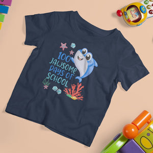 100th Day Of School T Shirt For Kid 100 Jawsome Days Funny Shark TS09 Navy Printyourwear