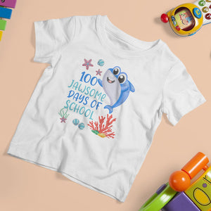 100th Day Of School T Shirt For Kid 100 Jawsome Days Funny Shark TS09 White Printyourwear