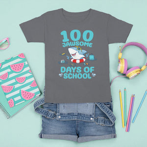 100th Day Of School T Shirt For Kid 100 Jawsome Days Funny Shark TS09 Charcoal Printyourwear