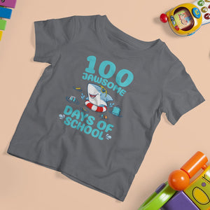 100th Day Of School T Shirt For Kid 100 Jawsome Days Funny Shark TS09 Charcoal Printyourwear