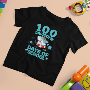 100th Day Of School T Shirt For Kid 100 Jawsome Days Funny Shark TS09 Black Printyourwear