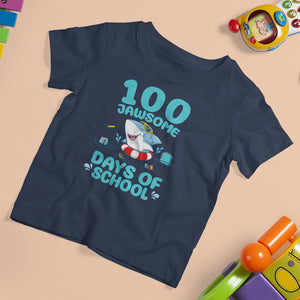 100th Day Of School T Shirt For Kid 100 Jawsome Days Funny Shark TS09 Navy Printyourwear