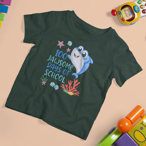 100th Day Of School T Shirt For Kid 100 Jawsome Days Funny Shark TS09 Dark Forest Green Printyourwear