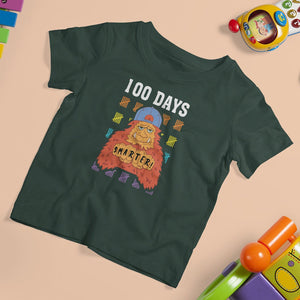 100th Day Of School T Shirt For Kid 101 Days Smarter Cool Bigfoot Sasquatch TS09 Dark Forest Green Printyourwear