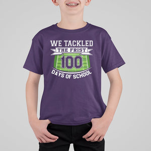 100th Day Of School T Shirt For Kid Football We Tackled The Firrst 100 Days Of School TS09 Purple Printyourwear