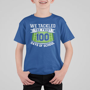 100th Day Of School T Shirt For Kid Football We Tackled The Firrst 100 Days Of School TS09 Royal Blue Printyourwear