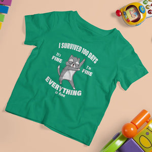 100th Day Of School T Shirt For Kid Funny Cat Everything Is Fine I Survived 100 Days TS09 Irish Green Printyourwear