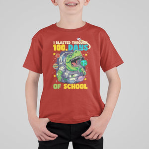 100th Day Of School T Shirt For Kid I Blasted Through 100 Days Dinosaur Astronaut TS09 Red Printyourwear