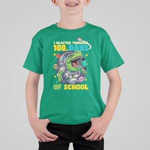 100th Day Of School T Shirt For Kid I Blasted Through 100 Days Dinosaur Astronaut TS09 Irish Green Printyourwear