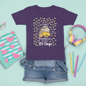 100th Day Of School T Shirt For Kid I Can't Beelieve It is 100 Days Smarter Funny Bee TS09 Purple Printyourwear