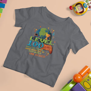 100th Day Of School T Shirt For Kid Level 100 Days Have Been Out Of This World Unlocked Gamer Outer Space TS09 Charcoal Printyourwear