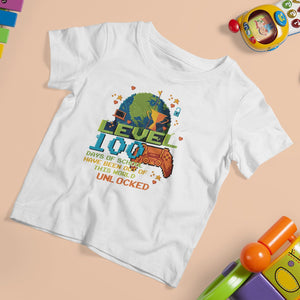 100th Day Of School T Shirt For Kid Level 100 Days Have Been Out Of This World Unlocked Gamer Outer Space TS09 White Printyourwear