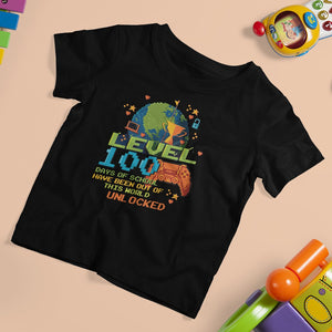 100th Day Of School T Shirt For Kid Level 100 Days Have Been Out Of This World Unlocked Gamer Outer Space TS09 Black Printyourwear