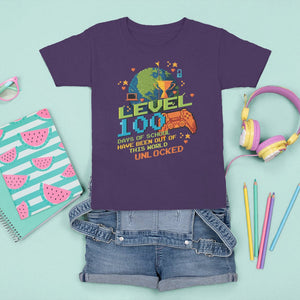 100th Day Of School T Shirt For Kid Level 100 Days Have Been Out Of This World Unlocked Gamer Outer Space TS09 Purple Printyourwear