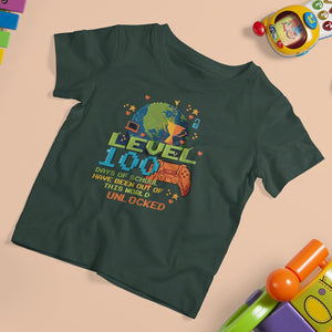 100th Day Of School T Shirt For Kid Level 100 Days Have Been Out Of This World Unlocked Gamer Outer Space TS09 Dark Forest Green Printyourwear