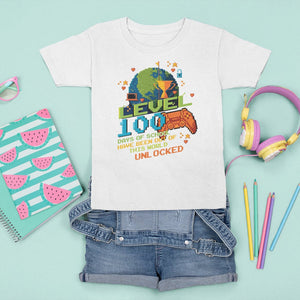 100th Day Of School T Shirt For Kid Level 100 Days Have Been Out Of This World Unlocked Gamer Outer Space TS09 White Printyourwear