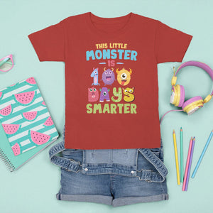 100th Day Of School T Shirt For Kid This Little Monster is 100 Days Smarter TS09 Red Printyourwear