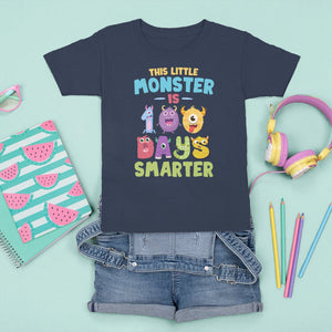 100th Day Of School T Shirt For Kid This Little Monster is 100 Days Smarter TS09 Navy Printyourwear