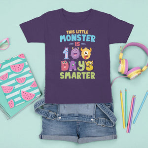 100th Day Of School T Shirt For Kid This Little Monster is 100 Days Smarter TS09 Purple Printyourwear