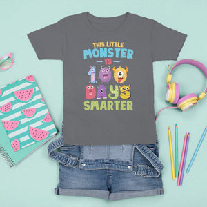 100th Day Of School T Shirt For Kid This Little Monster is 100 Days Smarter TS09 Charcoal Printyourwear