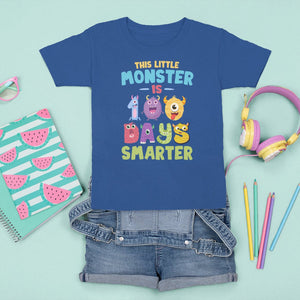 100th Day Of School T Shirt For Kid This Little Monster is 100 Days Smarter TS09 Royal Blue Printyourwear