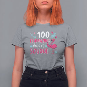 100th Day Of School T Shirt For Women 100 Flamazing Days Flamingo TS09 Sport Gray Printyourwear