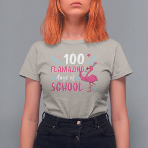 100th Day Of School T Shirt For Women 100 Flamazing Days Flamingo TS09 Sand Printyourwear