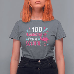 100th Day Of School T Shirt For Women 100 Flamazing Days Flamingo TS09 Charcoal Printyourwear