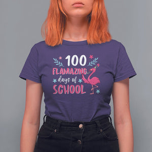 100th Day Of School T Shirt For Women 100 Flamazing Days Flamingo TS09 Purple Printyourwear