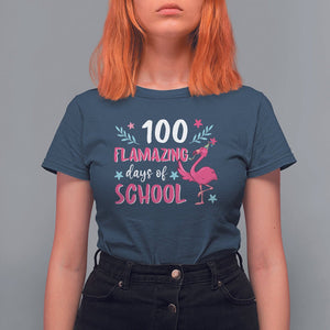 100th Day Of School T Shirt For Women 100 Flamazing Days Flamingo TS09 Navy Printyourwear