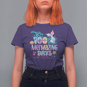 100th Day Of School T Shirt For Women 100 Mermazing Days Mermaid TS09 Purple Printyourwear