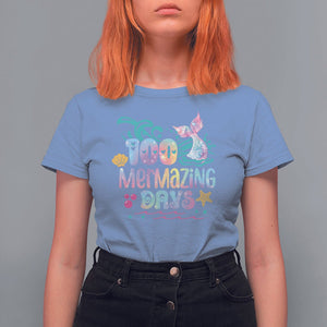 100th Day Of School T Shirt For Women 100 Mermazing Days Mermaid TS09 Carolina Blue Printyourwear