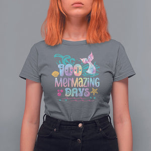 100th Day Of School T Shirt For Women 100 Mermazing Days Mermaid TS09 Charcoal Printyourwear