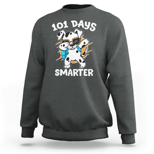 101 Days of School Dalmatian Dog Sweatshirt Dabbing 101 Days Smarter TS02 Dark Heather Printyourwear