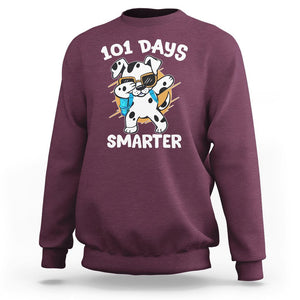 101 Days of School Dalmatian Dog Sweatshirt Dabbing 101 Days Smarter TS02 Maroon Printyourwear