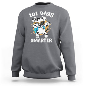 101 Days of School Dalmatian Dog Sweatshirt Dabbing 101 Days Smarter TS02 Charcoal Printyourwear