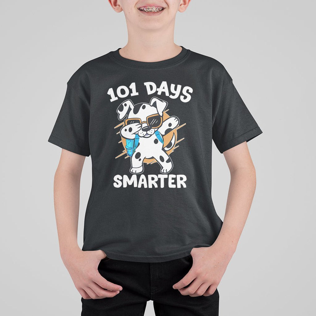 101 Days of School Dalmatian Dog T Shirt For Kid Dabbing 101 Days Smarter TS02 Black Printyourwear