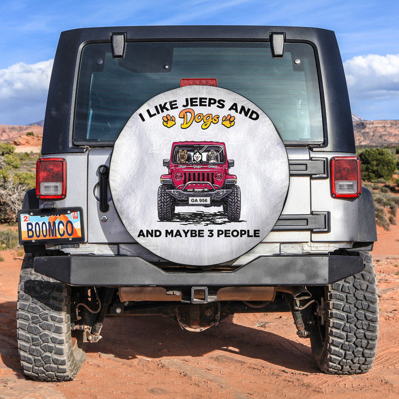 Custom JP Tire Cover With Camera Hole, I Like JPs And Dogs And Maybe 3 People Spare Tire Cover CTM Custom - Printyourwear