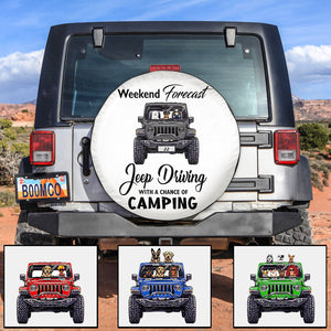 Personalized Jeep Tire Cover, Weekend Forecast Jeep Driving With A Chance Of Camping CTM Custom - Printyourwear