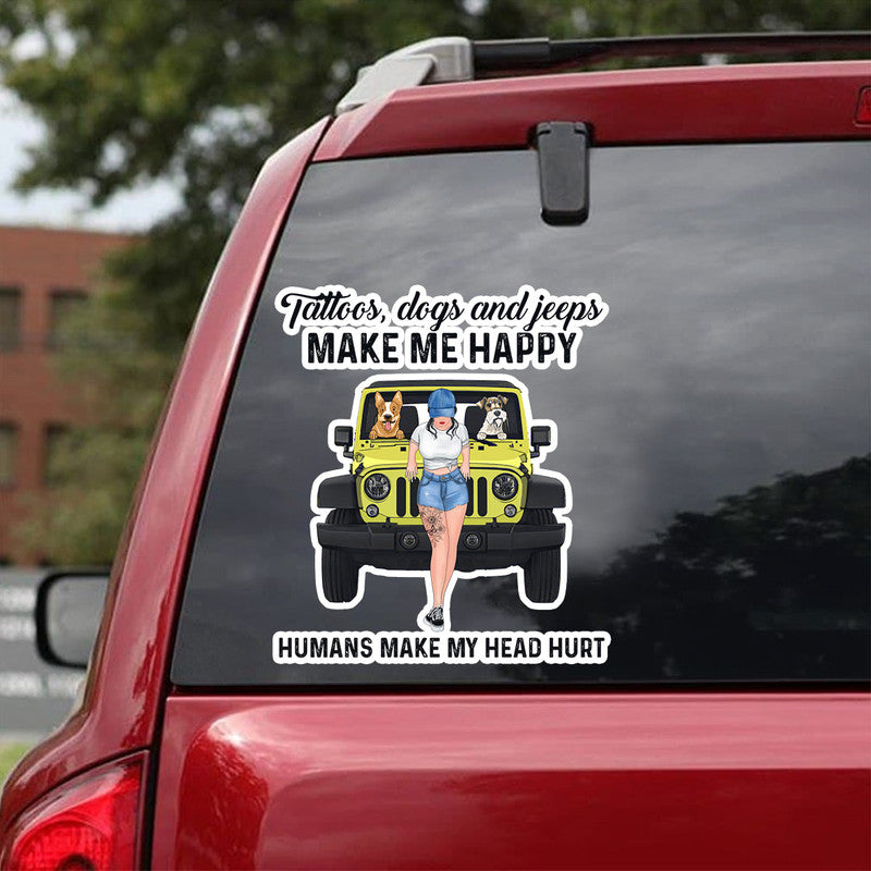 Personalized Jeep Decal Tattoos, Dogs and Jeeps Make Me Happy CTM ...