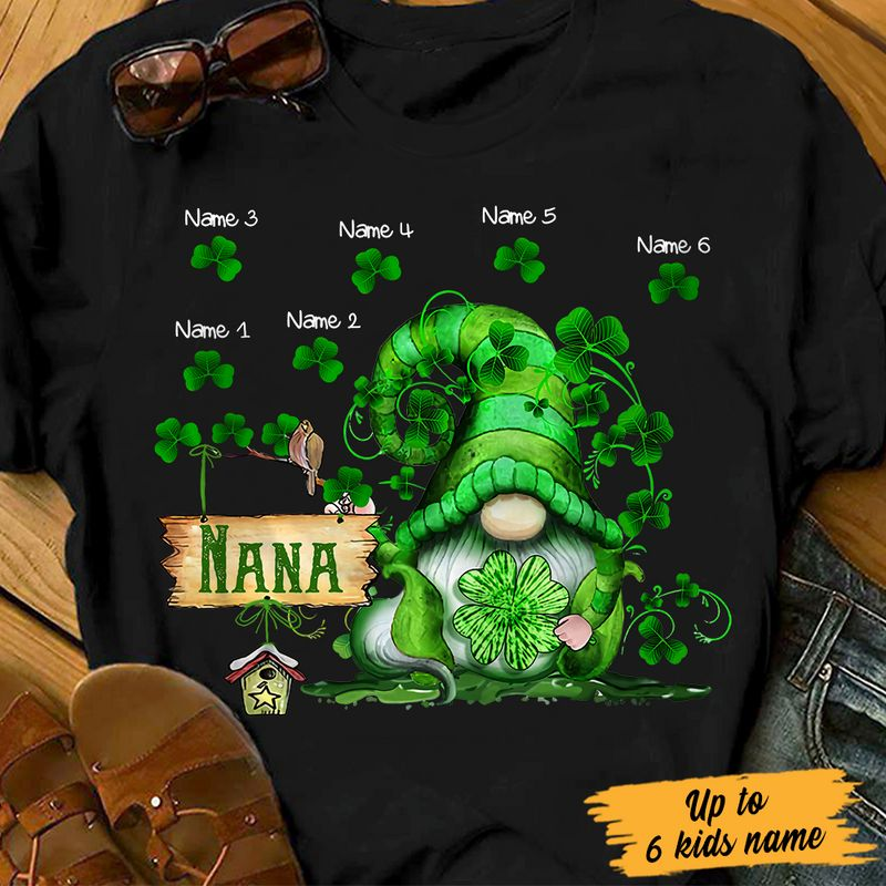 Personalized St Patricks Day Mom Grandma T Shirt Shamrock Gnomes CTM Youth Custom - Printyourwear